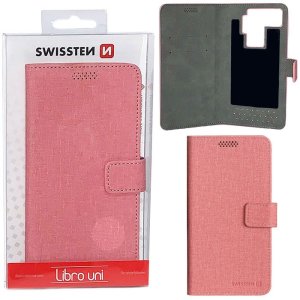 CUSTODIA FLIP ORIZZONTALE UNIVERSALE ROSA con FISSAGGIO ADESIVO DIMENSIONI 158 X 80 mm MISURA "XL" SWISSTEN BLISTER