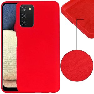 CUSTODIA per SAMSUNG GALAXY A03s (SM-A037F) IN SILICONE EFFETTO SOFT TOUCH CON INTERNO IN MICROFIBRA COLORE ROSSO VERSIONE ECO