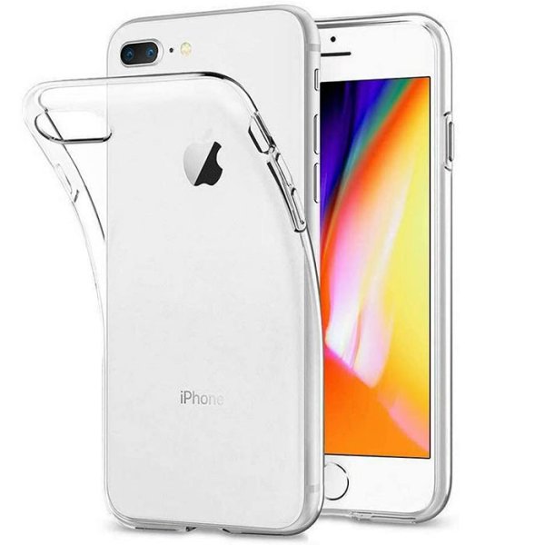 CUSTODIA per APPLE IPHONE 7 PLUS, IPHONE 8 PLUS - IN GEL TPU SILICONE 1,8mm TRASPARENTE