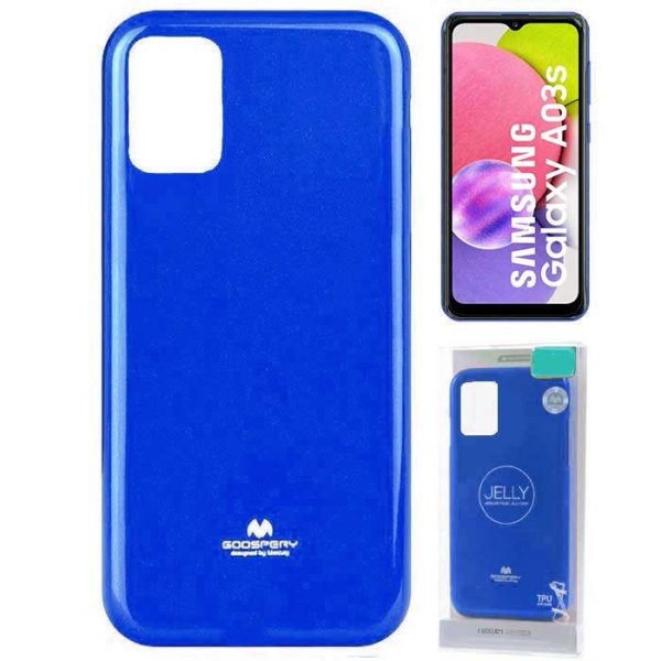 CUSTODIA per SAMSUNG GALAXY A03s (SM-A037F) IN GEL TPU SILICONE COLORE BLU LUCIDO ALTA QUALITA' MERCURY BLISTER