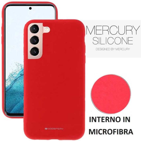 CUSTODIA per SAMSUNG GALAXY S22 5G (SM-S901B) - IN SILICONE CON INTERNO IN MICROFIBRA COLORE ROSSO ALTA QUALITA' MERCURY BLISTER