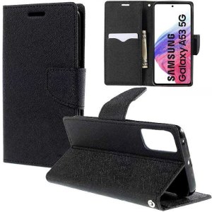 CUSTODIA per SAMSUNG GALAXY A53 5G (SM-A536) - FLIP ORIZZONTALE CON STAND, INTERNO IN TPU SILICONE E PORTA CARTE COLORE NERO