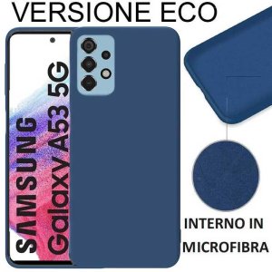 CUSTODIA per SAMSUNG GALAXY A53 5G (SM-A536) IN SILICONE EFFETTO SOFT TOUCH ED INTERNO IN MICROFIBRA COLORE BLU VERSIONE ECO