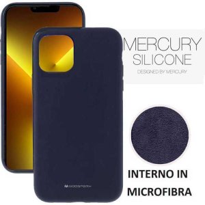 CUSTODIA per APPLE IPHONE 13 PRO MAX (6.7") IN SILICONE CON INTERNO IN MICROFIBRA COLORE BLU ALTA QUALITA' MERCURY BLISTER