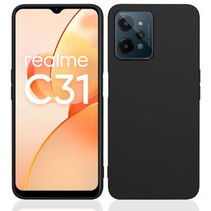 CUSTODIA per REALME C31 - IN GEL TPU SILICONE SLIM COLORE NERO SATINATO