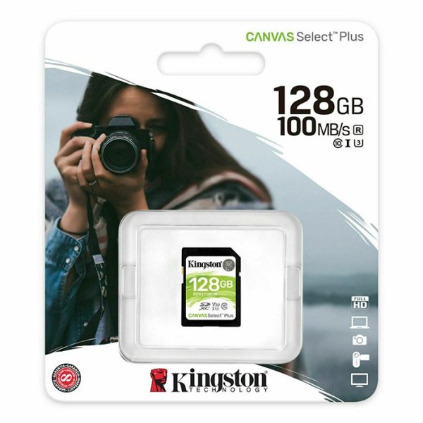 MEMORY CARD SECUR DIGITAL SD 128GB CLASSE 10 UHS-1 V30 CON VELOCITA' 100MB/s IN LETTURA SDS2/128GB KINGSTON BLISTER