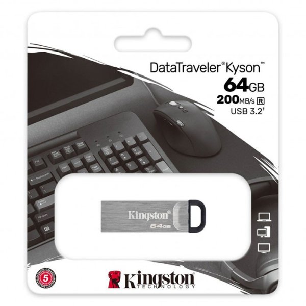 PEN DRIVE 64GB USB 3.2 CON CORPO IN METALLO, VELOCITA' IN LETTURA FINO A 200MB/s E ASOLA DI AGGANCIO DTKN/64GB KINGSTON