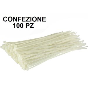 FASCETTE IN NYLON POLIAMMIDE PER CABLAGGIO MISURA 300X3,6mm CONFEZIONE 100 PEZZI COLORE BIANCO 59964H INLINE