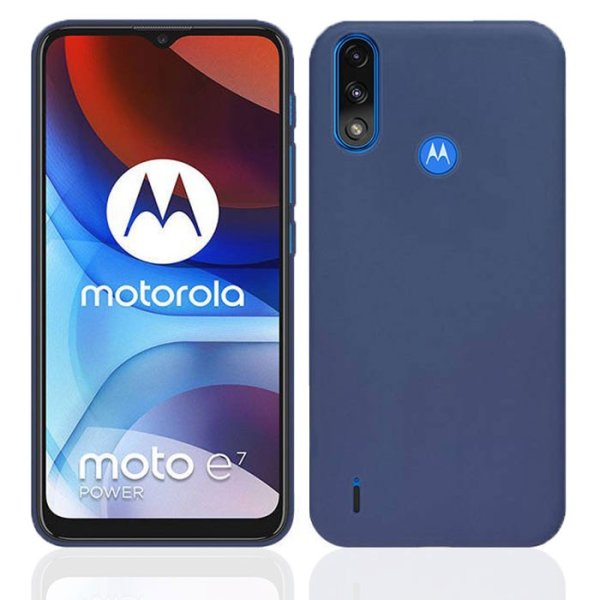 CUSTODIA per MOTOROLA MOTO E7 POWER, MOTO E7i POWER IN GEL TPU SILICONE SLIM COLORE BLU SATINATO