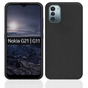 CUSTODIA per NOKIA G21, G11 IN GEL TPU SILICONE SLIM COLORE NERO SATINATO