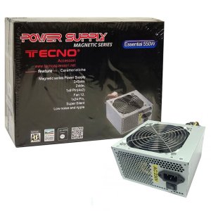 ALIMENTATORE PER PC ATX 550W CON VENTOLA DA 12 CM SILENZIOSA CON CONNETTORE 12V MB 20/24 (20+4 pin) SILVER 53.69 TECNO BLISTER