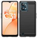 CUSTODIA per REALME C31 IN GEL TPU SILICONE EFFETTO METALLICO CON INSERTI IN FANTASIA CARBONIO COLORE NERO