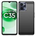 CUSTODIA per REALME C35, NARZO 50A IN GEL TPU SILICONE EFFETTO METALLICO CON INSERTI IN FANTASIA CARBONIO COLORE NERO