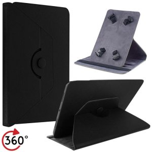 CUSTODIA BOOK UNIVERSALE CON FISSAGGIO ELASTICO E STAND GIREVOLE per TABLET FINO A 10" POLLICI COLORE NERO