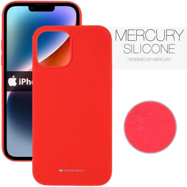 CUSTODIA per APPLE IPHONE 14 PLUS (6.7") IN SILICONE CON INTERNO IN MICROFIBRA COLORE ROSSO ALTA QUALITA' MERCURY BLISTER