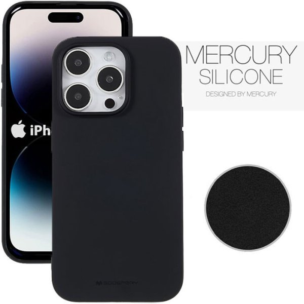 CUSTODIA per APPLE IPHONE 14 PRO MAX (6.7") IN SILICONE CON INTERNO IN MICROFIBRA COLORE NERO ALTA QUALITA' MERCURY BLISTER