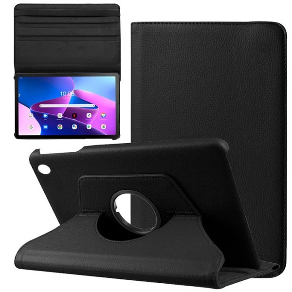 CUSTODIA per LENOVO TAB M10 PLUS (3rd GEN - 10.6") BOOK in SIMILPELLE GIREVOLE CON STAND E CHIUSURA CON ELASTICO COLORE NERO