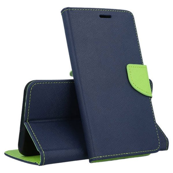 CUSTODIA per APPLE IPHONE 14 PLUS (6.7") - FLIP ORIZZONTALE CON INTERNO IN TPU SILICONE, STAND E TASCHE PORTA CARTE COLORE BLU