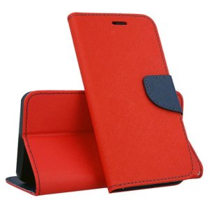 CUSTODIA per APPLE IPHONE 14 PLUS (6.7") - FLIP ORIZZONTALE CON INTERNO IN TPU SILICONE, STAND E TASCHE PORTA CARTE COLORE ROSSO