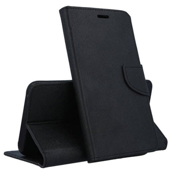 CUSTODIA per APPLE IPHONE 14 PLUS (6.7") - FLIP ORIZZONTALE CON INTERNO IN TPU SILICONE, STAND E TASCHE PORTA CARTE COLORE NERO