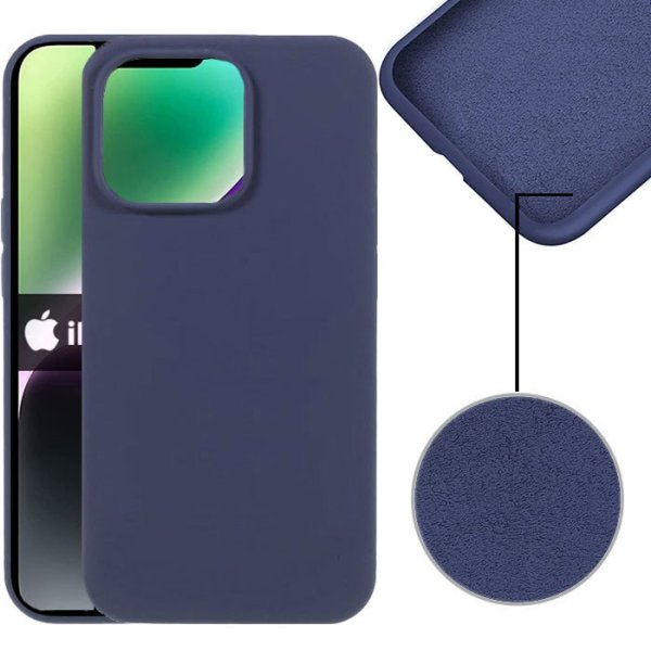 CUSTODIA per APPLE IPHONE 13, IPHONE 14 (6.1") IN SILICONE CON EFFETTO SOFT TOUCH ED INTERNO IN MICROFIBRA COLORE BLU