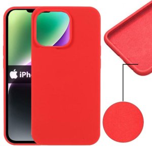 CUSTODIA per APPLE IPHONE 13, IPHONE 14 (6.1") IN SILICONE CON EFFETTO SOFT TOUCH ED INTERNO IN MICROFIBRA COLORE ROSSO