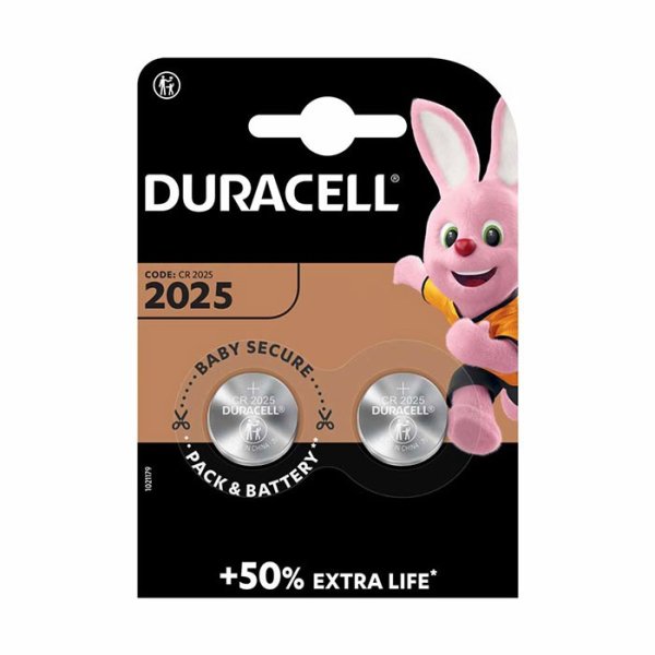 BATTERIA A BOTTONE CR 2025 LITIO 3V (CONFEZIONE DA 2 PEZZI) CR2025/2.DURACELL BLISTER