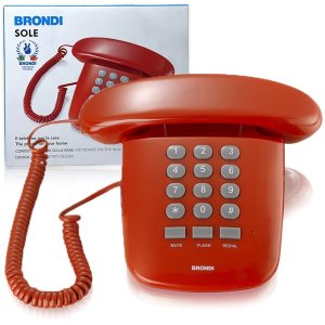 TELEFONO FISSO BRONDI SOLE CON INDICATORE LINEA IMPEGNATA E VOLUME SUONERIA SELEZIONABILE COLORE ROSSO FERRARI