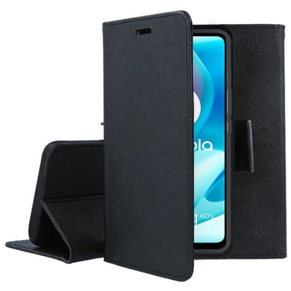 CUSTODIA per MOTOROLA MOTO G60s - FLIP ORIZZONTALE CON INTERNO IN TPU, STAND, PORTA CARTE E CHIUSURA MAGNETICA COLORE NERO