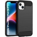 CUSTODIA per APPLE IPHONE 14 PLUS (6.7") IN GEL TPU EFFETTO METALLICO CON INSERTI IN FANTASIA CARBONIO COLORE NERO