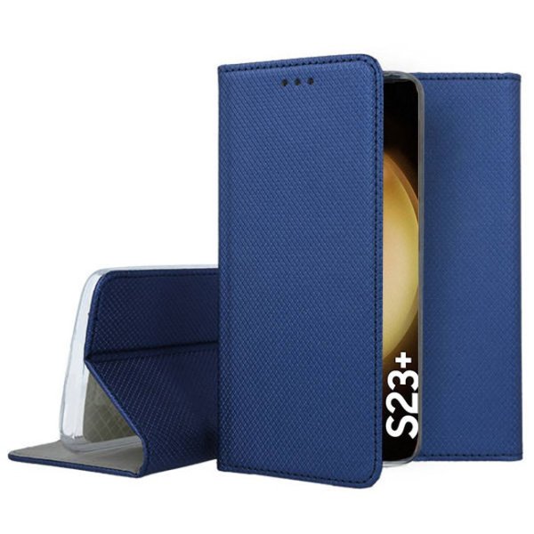 CUSTODIA per SAMSUNG GALAXY S23 PLUS (SM-G916) - FLIP ORIZZONTALE CON CHIUSURA MAGNETICA INVISIBILE ED INTERNO IN TPU BLU