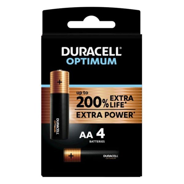 BATTERIE STILO AA LR6 - FINO AL 200% DI EXTRA DURATA ED EXTRA ENERGIA - BLISTER DA 4 PEZZI MX1500 DURACELL OPTIMUM