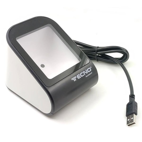 LETTORE BARCODE LASER 1D/2D USB DA BANCO COLORE BIANCO E NERO TC-BC2D-08  TECNOACCESSORI®