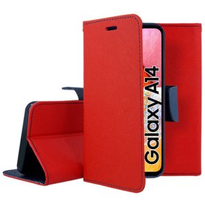 CUSTODIA per SAMSUNG GALAXY A14 (4G/5G) - FLIP ORIZZONTALE CON INTERNO IN TPU, PORTA CARTE E CHIUSURA MAGNETICA COLORE ROSSO