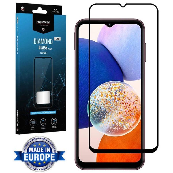 PELLICOLA per SAMSUNG GALAXY A14 (4G/5G), M14 IN VETRO TEMPERATO FULL FACE 9H - FULL GLUE CORNICE NERA MYSCREEN DIAMOND LITE