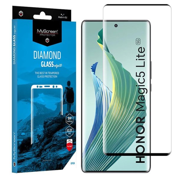 PELLICOLA per HONOR MAGIC 5 LITE, X9a, X40 - VETRO TEMPERATO FULL FACE 3D CON CORNICE COLORE NERO MYSCREEN DIAMOND 3D