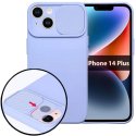 CUSTODIA per APPLE IPHONE 14 PLUS (6.7") IN SILICONE CON SLOT PER FOTOCAMERA SCORREVOLE E INTERNO IN MICROFIBRA LAVANDA