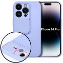 CUSTODIA per APPLE IPHONE 14 PRO (6.1") IN SILICONE CON SLOT PER FOTOCAMERA SCORREVOLE E INTERNO IN MICROFIBRA LAVANDA