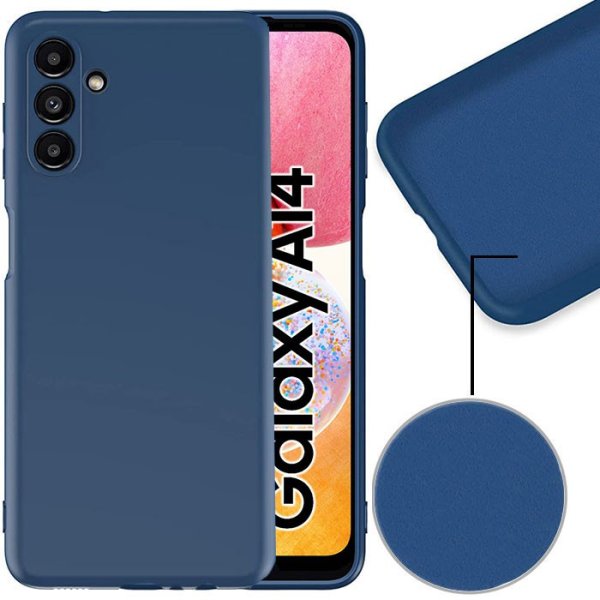 CUSTODIA per SAMSUNG GALAXY A14 (4G/5G) IN SILICONE EFFETTO SOFT TOUCH CON INTERNO IN MICROFIBRA COLORE BLU