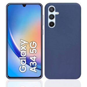 CUSTODIA per SAMSUNG GALAXY A34 5G (SM-A346) IN GEL TPU SILICONE SLIM COLORE BLU SATINATO