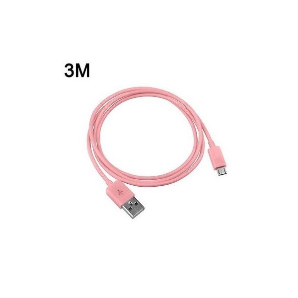 CAVO MICRO USB - LUNGHEZZA 3 MT COLORE ROSA