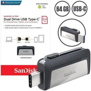 PEN DRIVE 64GB 2in1 CON ATTACCO USB 3.1 E TYPE-C VELOCITA' IN LETTURA FINO A 150MB/s ULTRA DUAL DRIVE SDDDC2-064G-G46 SANDISK