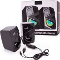 CASSE GAMING 8W CON LED DI 7 COLORI CON CAMBIO TONO GRADUALE - CONNETTORE JACK 3,5mm E USB PER LA CARICA COLORE NERO COOL