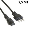 CAVO ALIMENTAZIONE SPINA ITALIA/TRE POLI PER NOTEBOOK E ALTRI DISPOSITIVI ELETTRONICI LUNGHEZZA CAVO 2,5 MT COLORE NERO YM3-2.5M