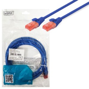 CAVO DI RETE PATCH CAT6 - LUNGHEZZA 3 MT - U/UTP IN RAME CONNETTORI RJ-45 COLORE BLU DK-1612-030/B DIGITUS