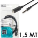 PROLUNGA AUDIO STEREO JACK 3,5mm MASCHIO / 3,5mm FEMMINA - LUNGHEZZA 1,5 METRI COLORE NERO DIGITUS AK-510200-015-S