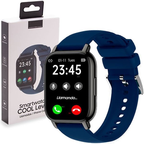 SMARTWATCH COOL LEVEL BLUETOOTH IP67 - PUO' EFFETTUARE E RISPONDERE ALLE CHIAMATE, CON AVVISO NOTIFICHE - CINTURINO IN GOMMA BLU