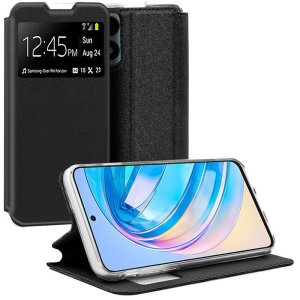 CUSTODIA per HUAWEI HONOR X8A - FLIP ORIZZONTALE con FINESTRA ID E CHIUSURA MAGNETICA INVISIBILE COLORE NERO