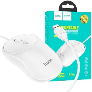 MOUSE OTTICO USB RISOLUZIONE 1000/1600 DPI CON 4 TASTI E ROTELLINA PER LO SCROLL - LUNGHEZZA CAVO 1.5 MT BIANCO GM13 HOCO