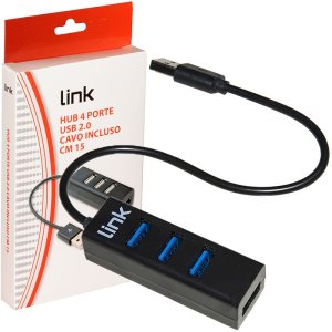 HUB 4 PORTE USB 2.0 CON VELOCITA' DI TRASFERIMENTO FINO A 480Mbps E CAVO LUNGHEZZA 15CM COLORE NERO LKHUB024 LINK